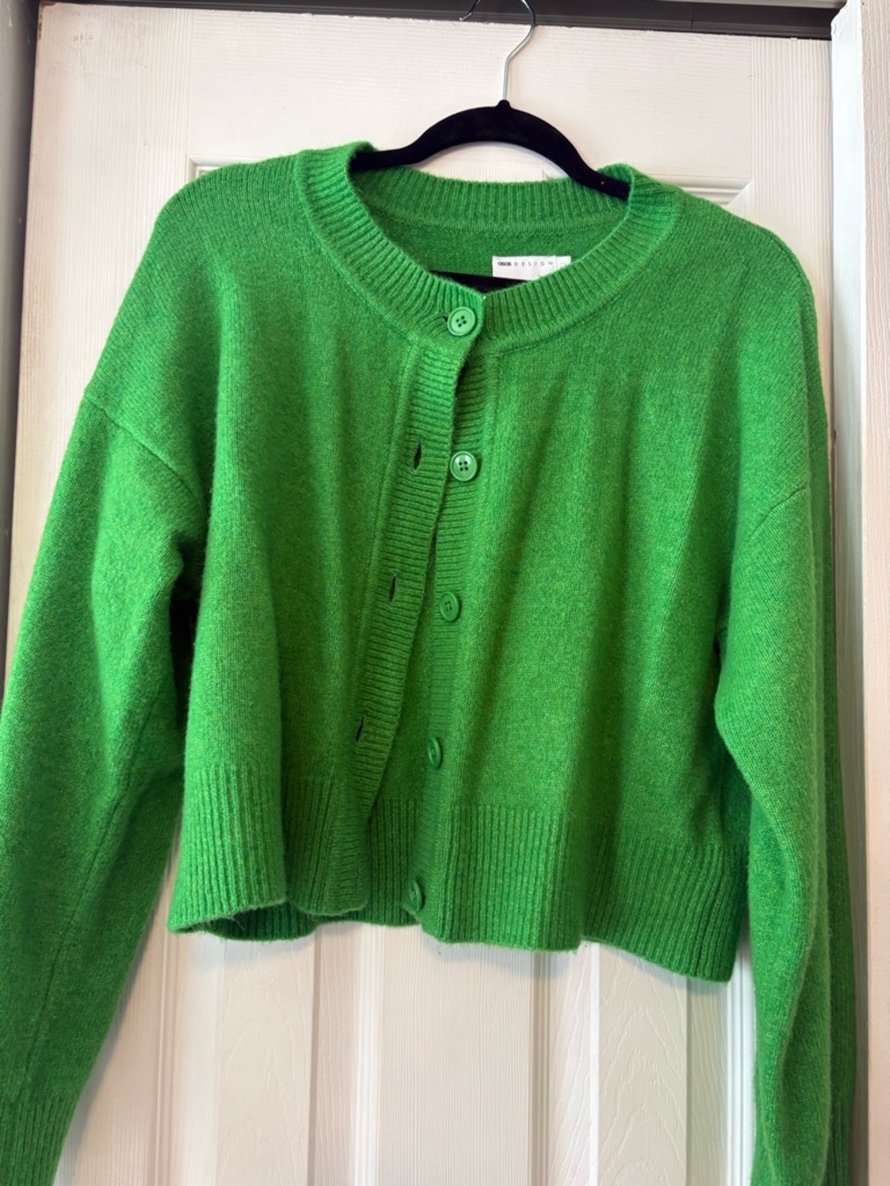 ASOS Bright Green Cropped Button-Front Cardigan